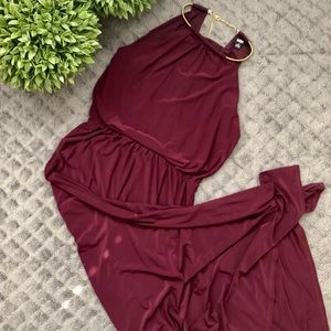 MSK purple/gold maxi dress